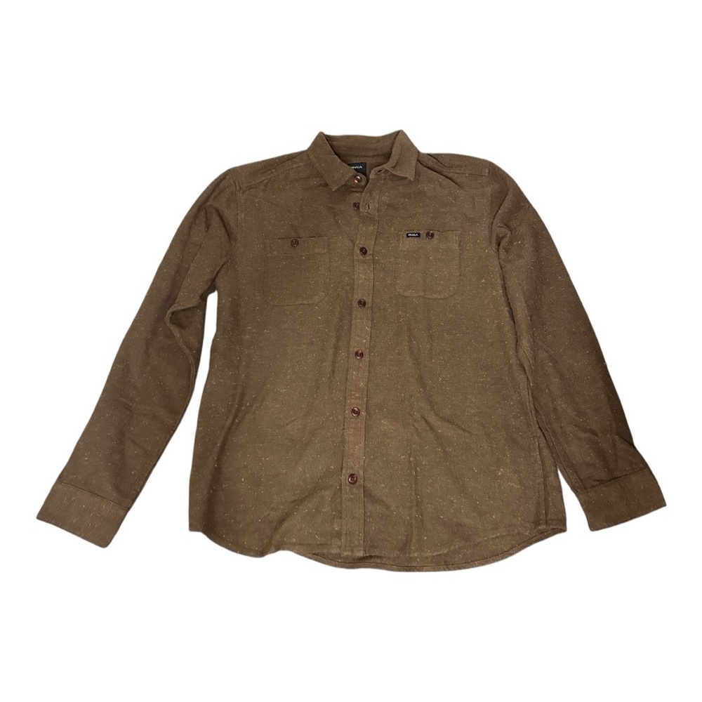 RVCA Brown Casual Button Down Shirt with Classic Collar
